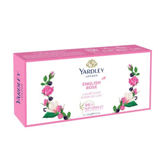 yardley london english rose sapone di lusso 96% naturale, 3 confezioni da 100 gr