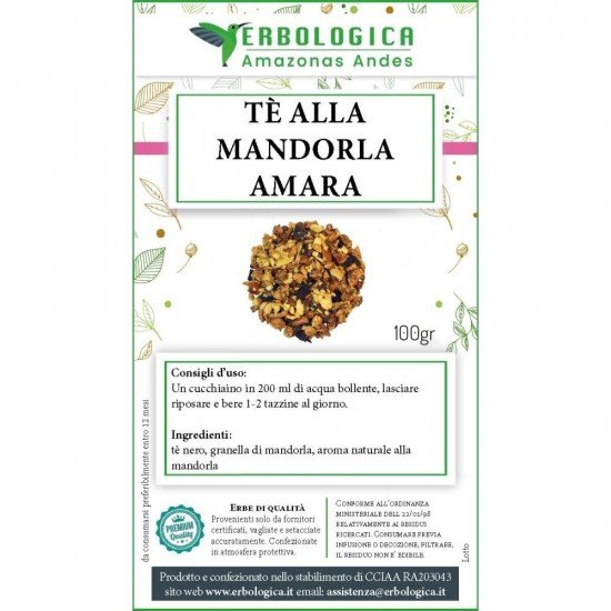 Tè aromatizzato con pezzetti di mandorla amara Tè aromatizzato con pezzetti di mandorla amara