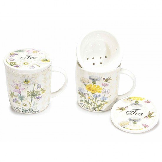 Tazza tisaniera con infusore in ceramica decorata Tazza tisaniera con infusore in ceramica decorata