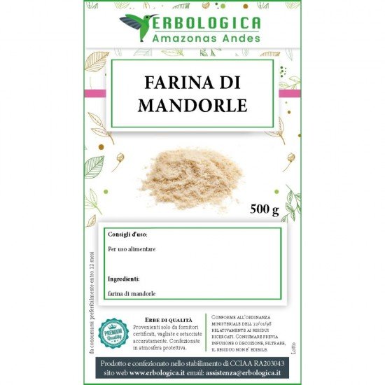 Farina di mandorle confezione da 500 grammi Farina di mandorle confezione da 500 grammi